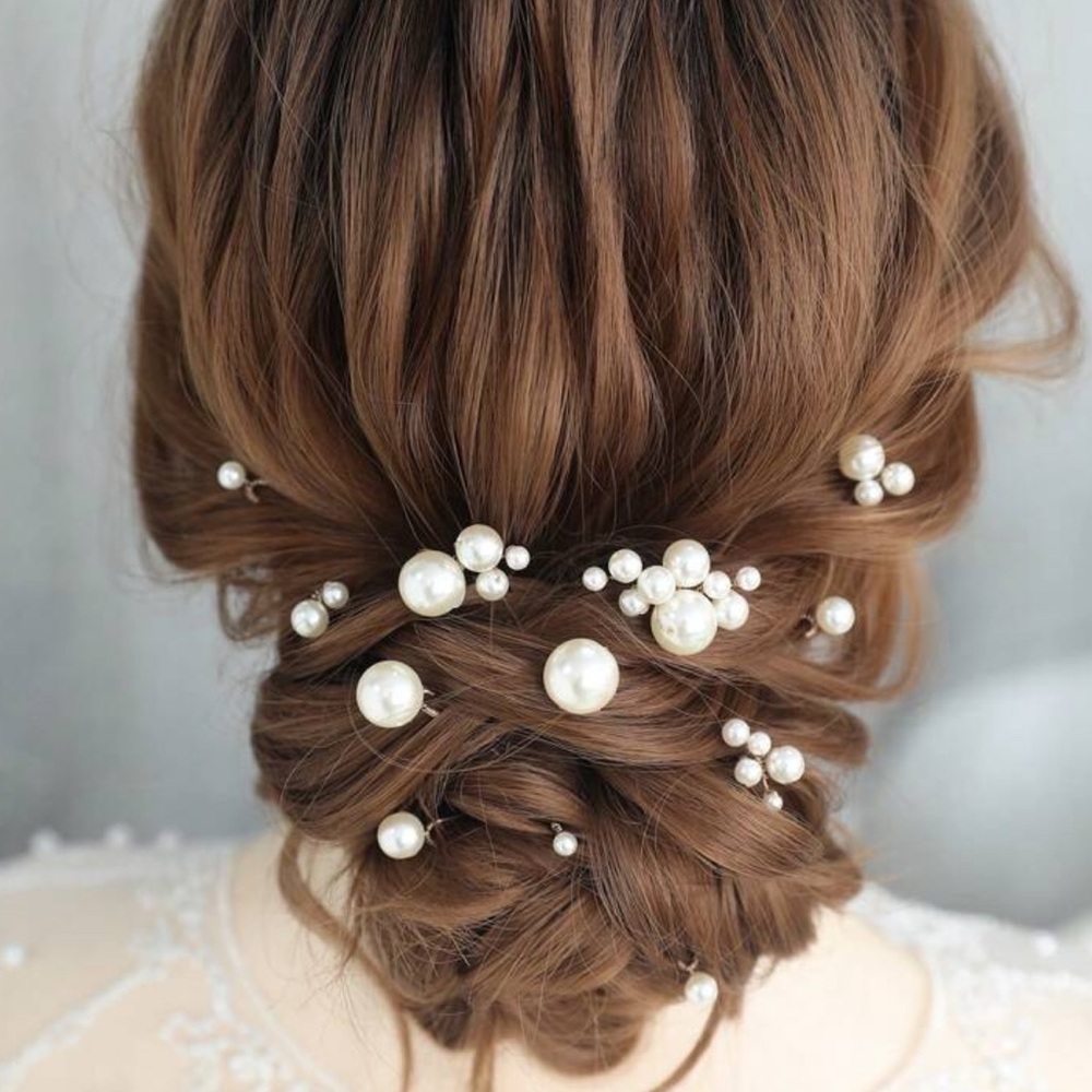 Set of 12 Pearl Cluster Hair Pieces